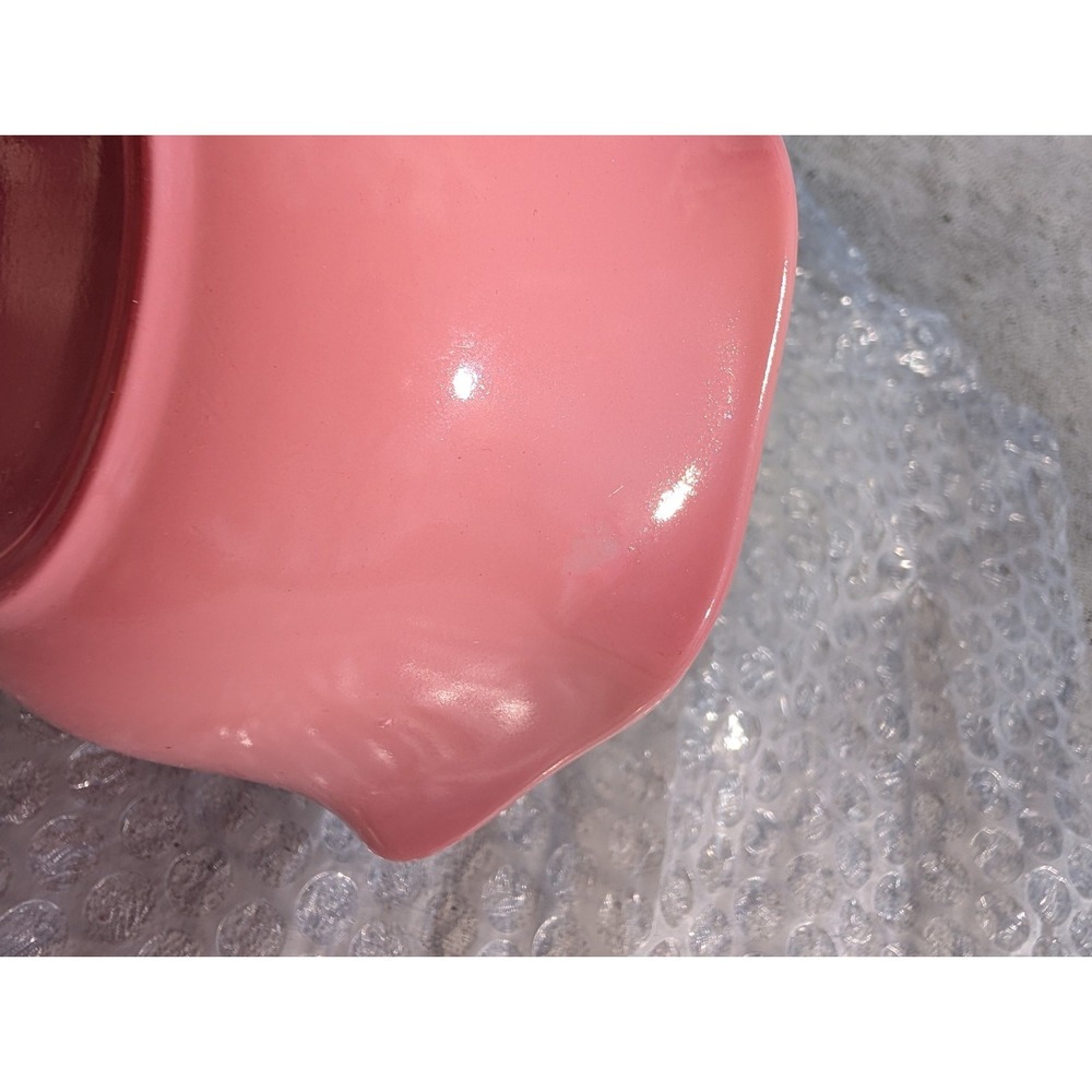Vintage Hazel Atlas Crinoline Pink Platonite Berry Bowls Set of 2 Scalloped MCM - Picture 5 of 6
